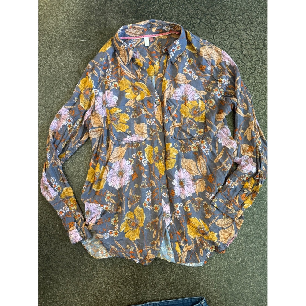 PiLCRO Floral Print Button Down Shirt Women's Size L Long Sleeve Boho - Picture 2 of 7